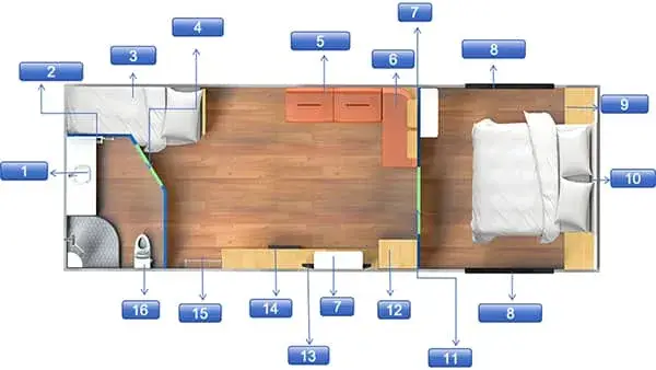Travel Trailer (Parent Bed+Kids Bed)